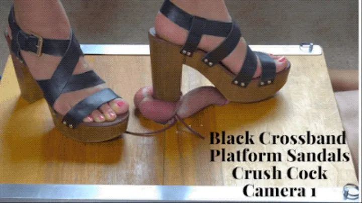 Black Crossband Platform Sandals Crush Cock - Camera 1