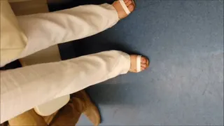 Glamorous pedicure - feet in the subway