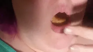 Heavy Breathing SSBBW Pig Stuffing Face With Donuts