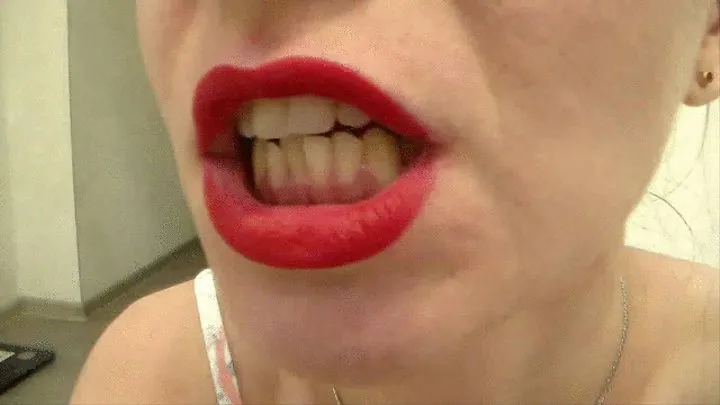 I want you to bite the male body in red lipstick