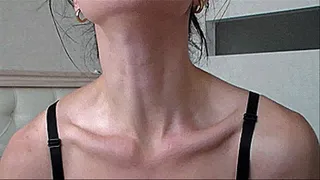 Brunette and her Adam's apple.