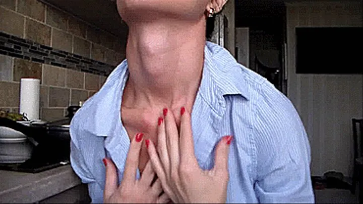 her beautiful bare neck, thin neck, thick Adam's apple maddening men