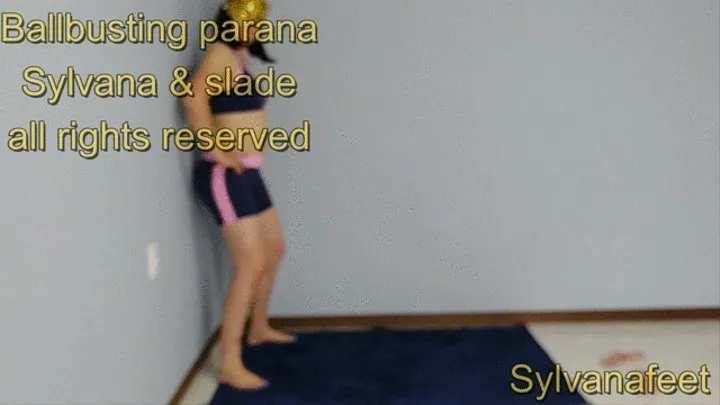 333 Ballbusting in sub with underwear and sylvana barefoot with nails painted