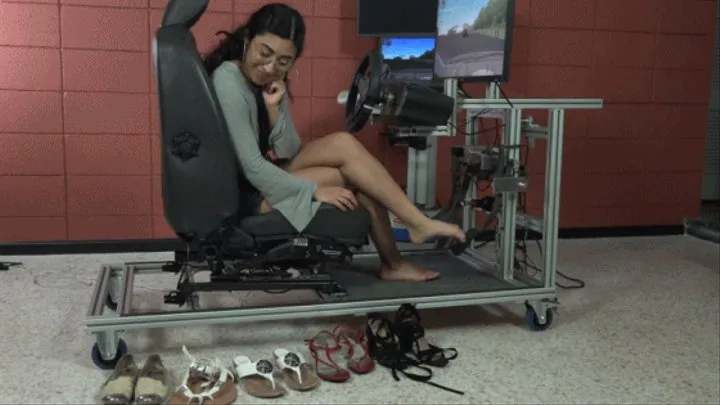 Erika Evaluates Shoes for Driving in the Simulator