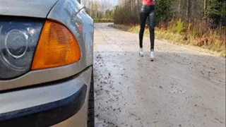 Gravel practice in silver ankle boots: Pedal view + backseat PIP