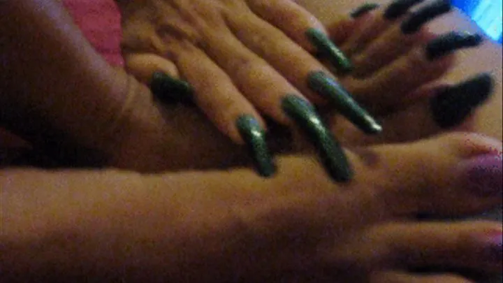 Mean Green Long nails at work