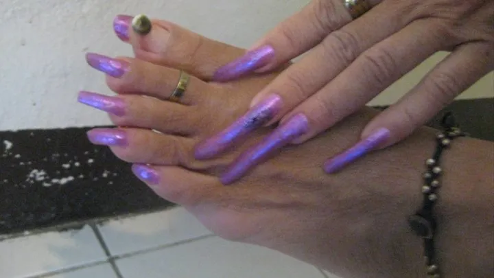 "New" Long Fingernails and Toenails of a Thai Woman (Purple Passion) Part 4