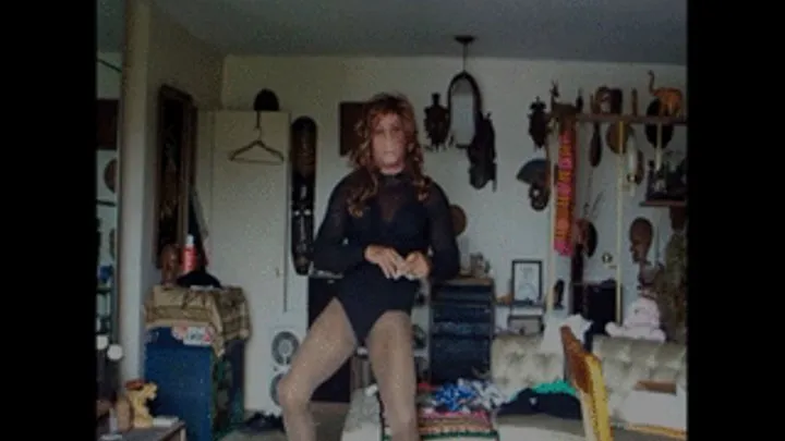 Dancing in heels Masked Cross dressing Today while I dress Like a woman .