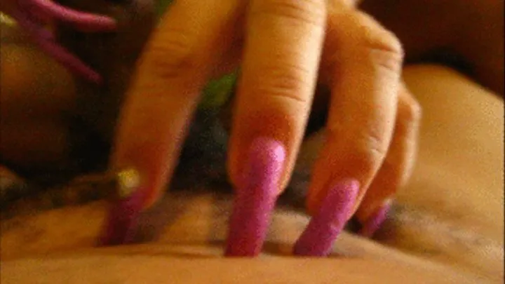 I love these Long Purple Sharp Fingernails and the way they Claw and scratch me and make me cum