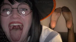 A Sexy Young Witch's Nylon Soles, Mouth and Tongue Tease
