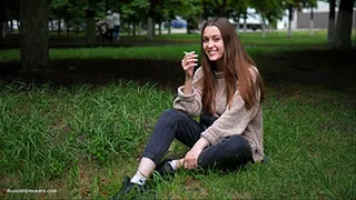 Pretty Ksenia is smoking 120mm cork cigarettes