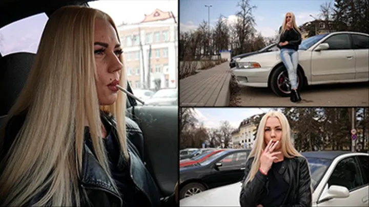 Ekaterina is smoking while driving her car