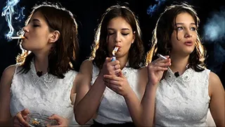 Double cigarettes chain smoking with 18yo Lyuba