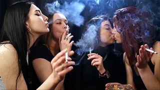 Smoking kisses party with 4 girls