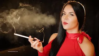 Seductive woman Tanya adores smoking a 120mm cigarette with a holder