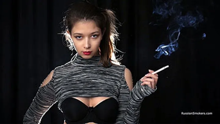 Gorgeous Irina is smoking a 120mm cigarette