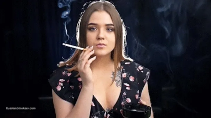 Sweet Angelina loves smoking long 120 mm Saratoga cigarettes