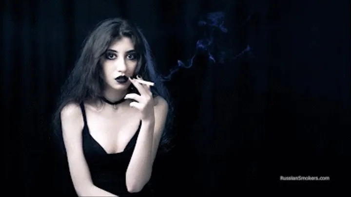 Gothic princess Nastya stars in a really dark but interesting smoking video