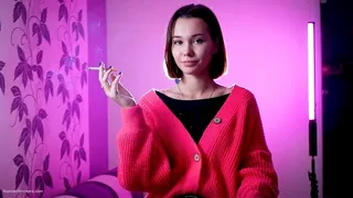 Beautiful Yulia is smoking 120mm cork cigarette