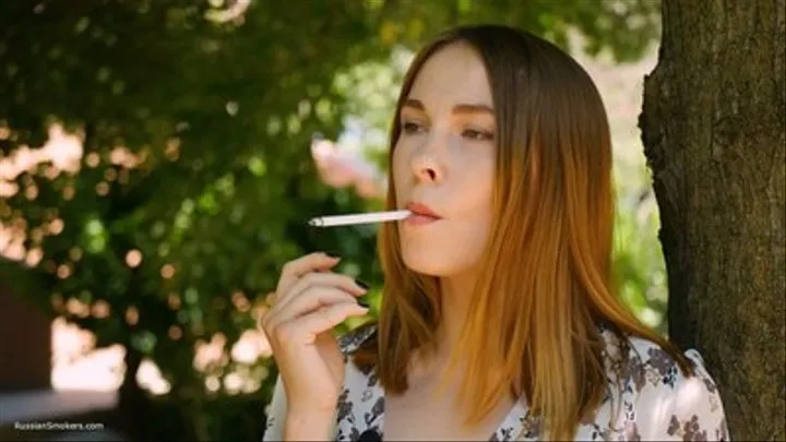 Evgeniya is smoking all white cigarettes