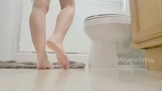 Using The Toilet With Feet Closeups