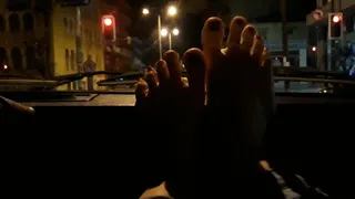 Toes on the windscreen
