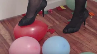 Balloon Stomping w Heels/Stockings