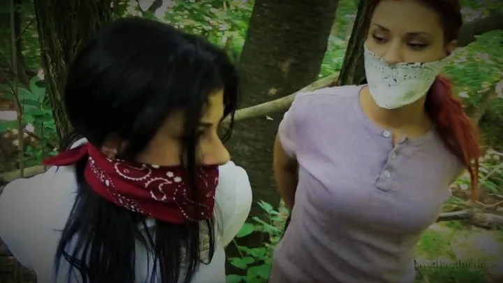 BOUND AND GAGGED IN THE WOODS