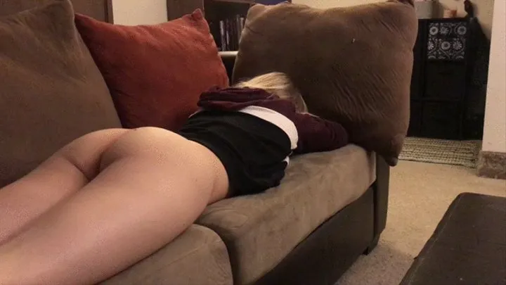 Ashley farting loud while relaxing on the couch