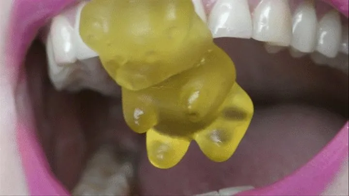 Let gummy bears feel the sharp efges of your wonderful sharp pointiy teeth