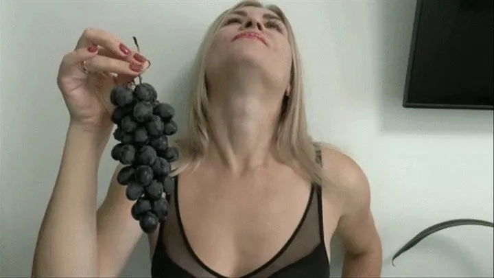 You swallow down whole grapes and see your lovely neck