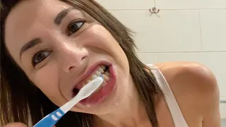 Morning tooth brushing and flossing