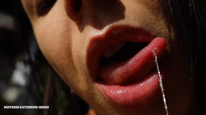 The insatiable kiss of my spit - EXTREME close up - Katherine Green - licking lips mouth tongue spit