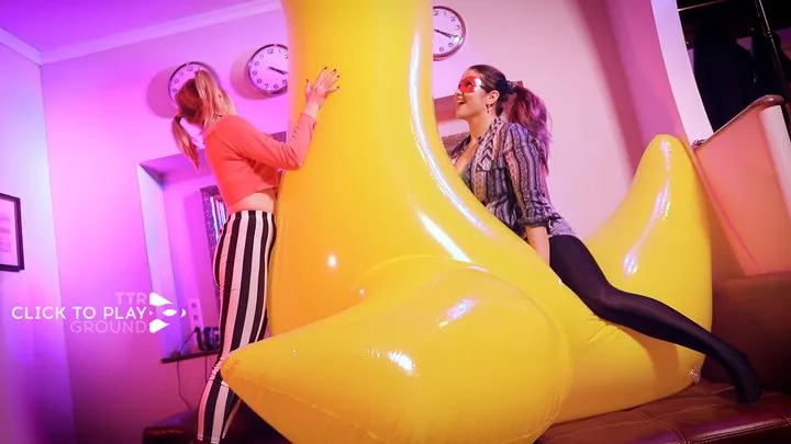 [Oxana & Lilu] Giant Duck Blowing, Riding and Deflating