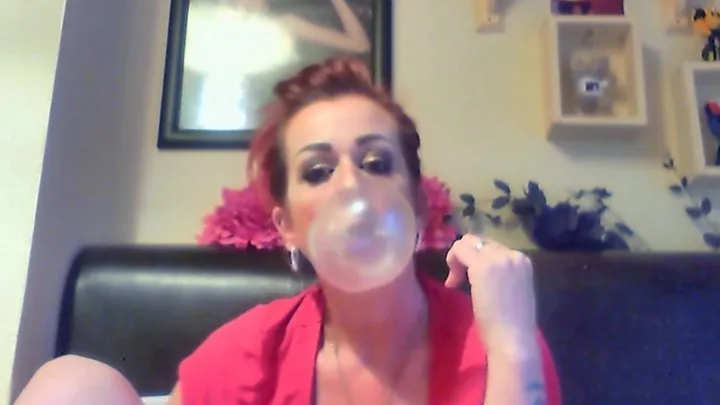 chewing and blowing bubbles