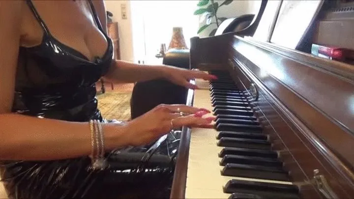 long pink fingernails playing piano - full clip