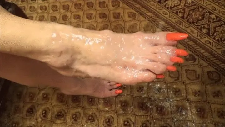 Extremely long red toenails with 6 inch sandals - full clip