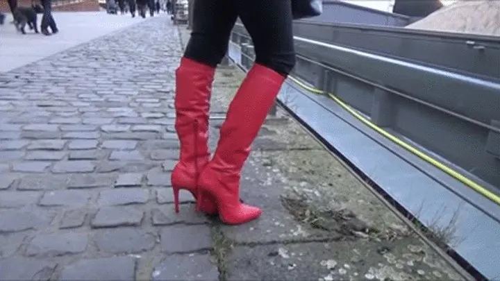 stroll along the rhine with my red stiletto boots - full clip