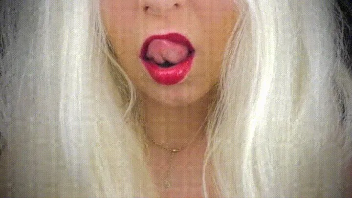 Red lips sexy tongue show