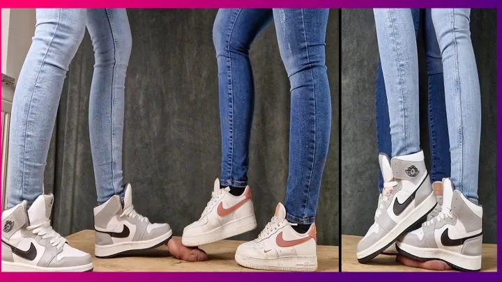 2 Girls in Nike Jordan and Air´s Crush the Cock with cum