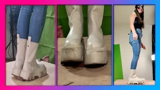 Buffalo Boots Cock Crush under full weigth with kick out the cum I Zusje