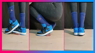 Blue Nike Jordans Sneaker and Socks Cock Crush under full weight I Jamaican Baddie