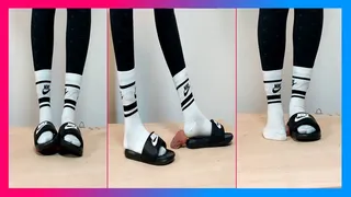 Nike Slipper and Nike Socks Cock Crush with cum I Jamaica Baddie