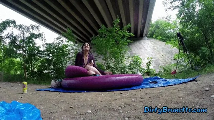 Dirty brunette fucking rough outdoor get a big facial cumshot