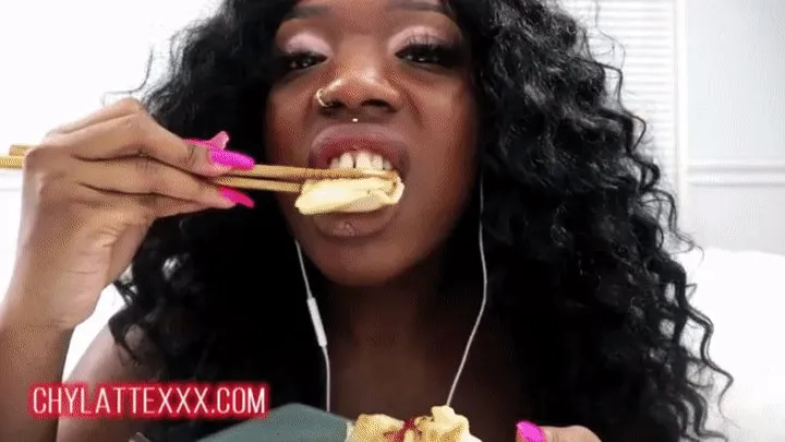 Eating Dumplings with Chopsticks, Chewing with My Mouth Open - Mouth Fetish, Teeth Fetish Chewing Food Eating Food Vore