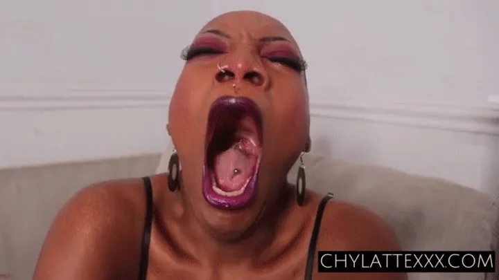 Yawning in Plum - Yawning Fetish Mouth Fetish Uvula Fetish