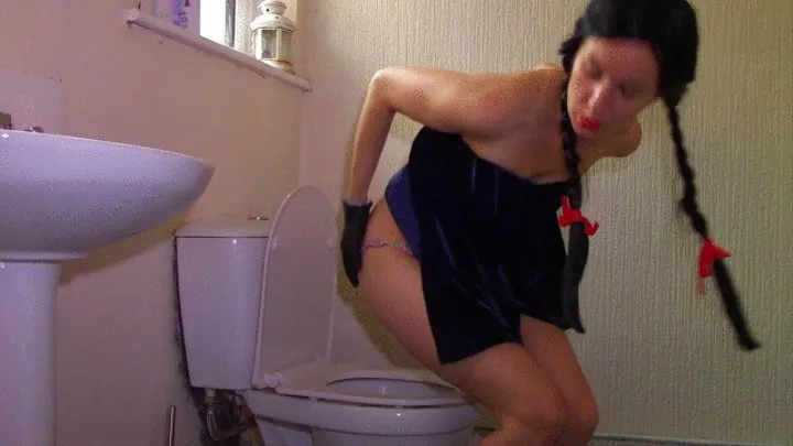 Blue VELVET Executrix On Toilet