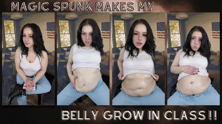 Magic Spunk Makes My Belly Grow In Class!! - MKV