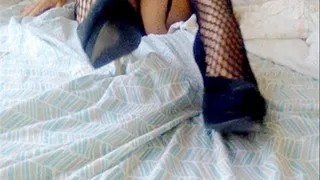 Black heels and Fishnet stocking pedicure