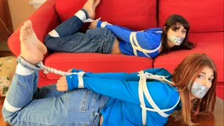 Two Cute College Girls Are Menaced and Later Hogtied!